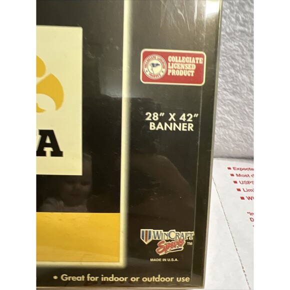 WINCRAFT NCAA IOWA HAWKEYES 28X42 VERTICAL FLAG NEW IN PACK NOS - Picture 2 of 5